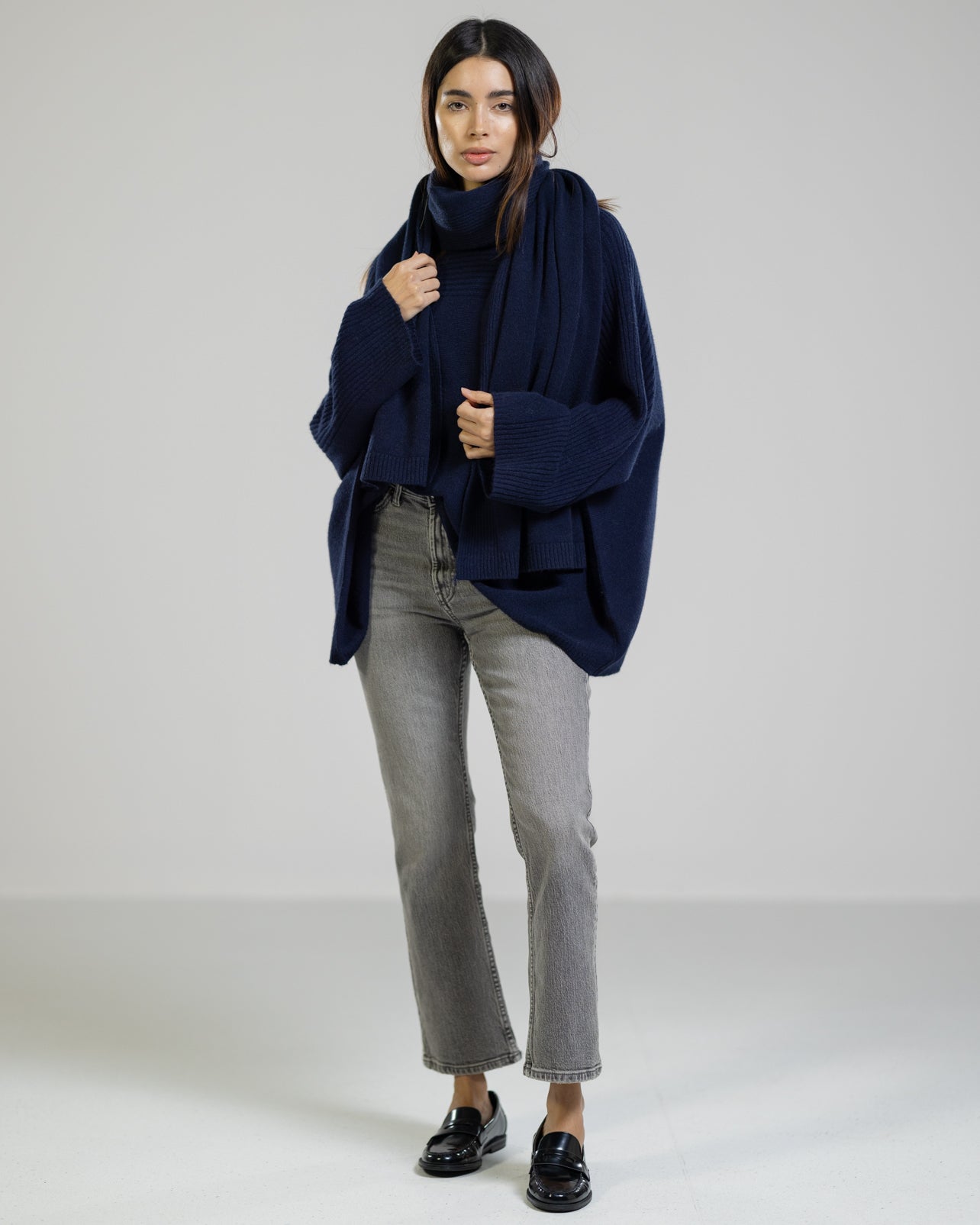 Ribbed Shawl | Navy