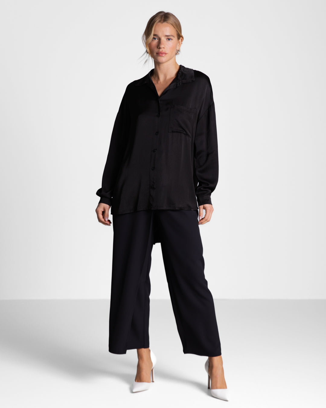 Kailin Satin Shirt | Black