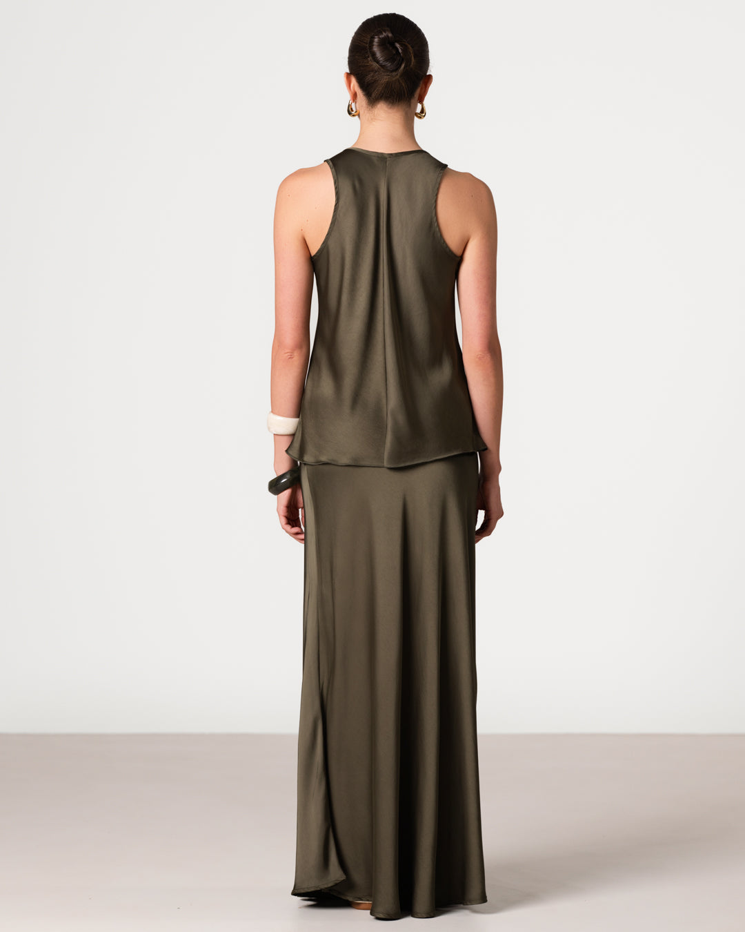 Lexi Satin Maxi Skirt | Khaki