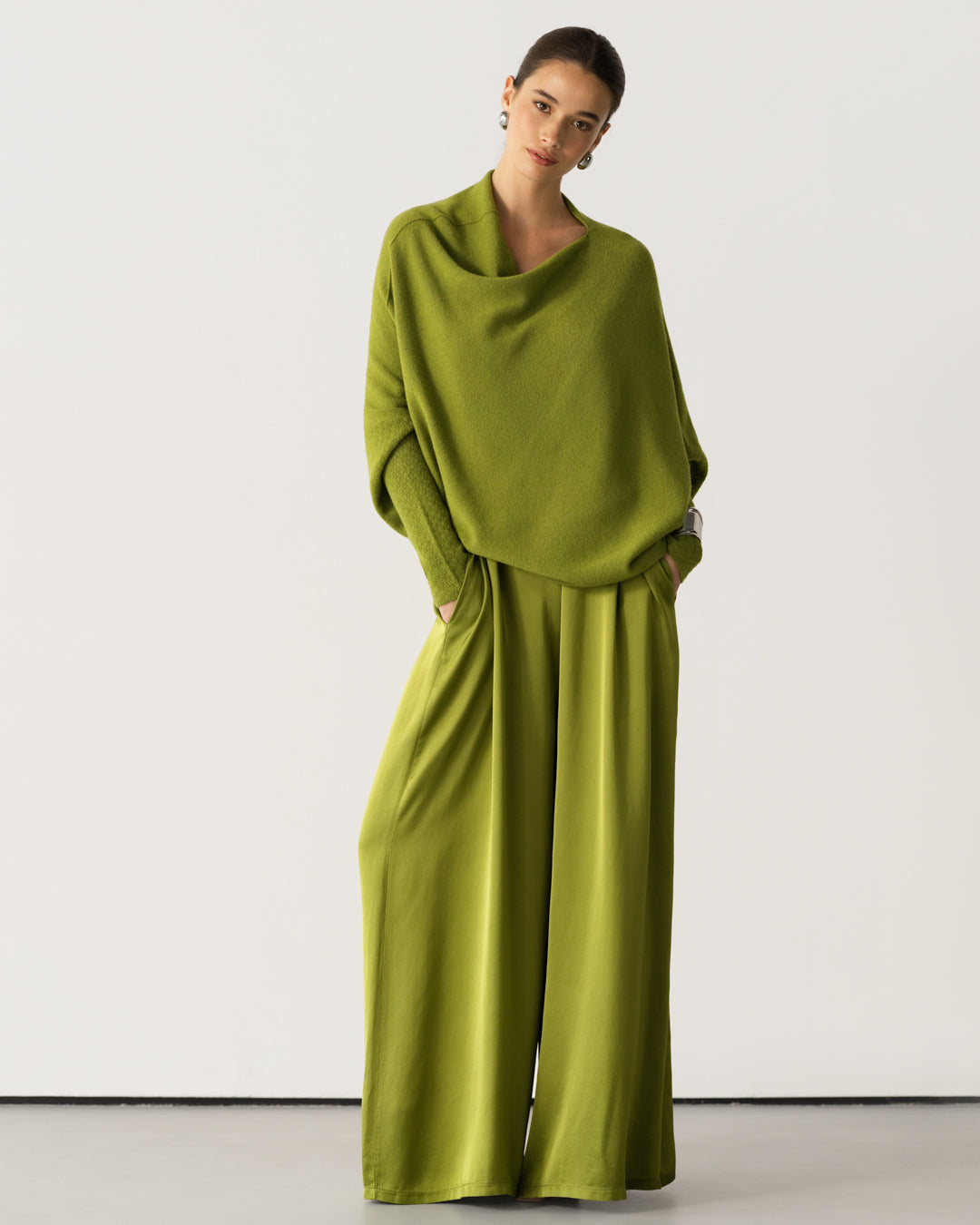Audrey Satin Jumpsuit | Olive Green