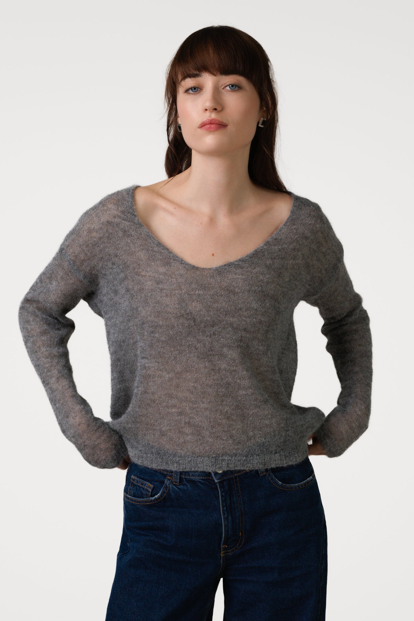 Rue Sheer Sweater | Grey | Alpaca Blend