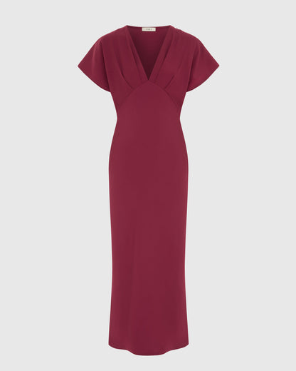 Juliette V Neck Dress | Burgundy