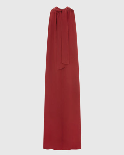 Ruby Halterneck Satin Dress | Deep Red