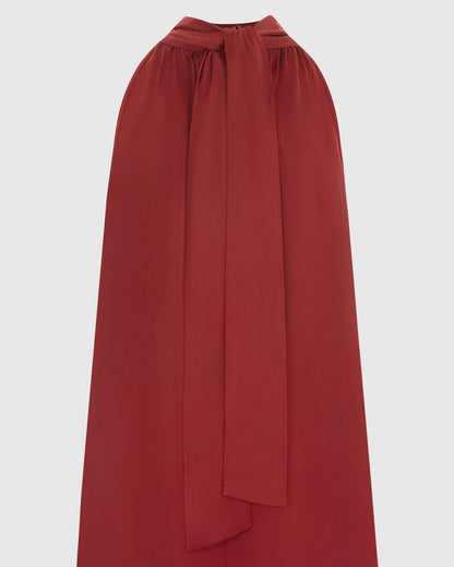 Ruby Halterneck Satin Dress | Deep Red