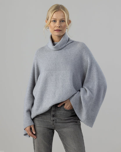 Ribbed Roll Neck Sweater | Light Grey