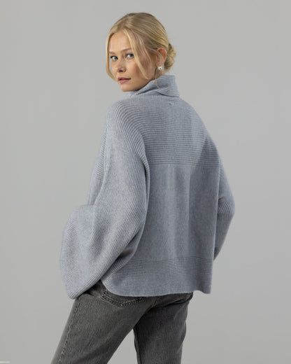 Ribbed Roll Neck Sweater | Light Grey
