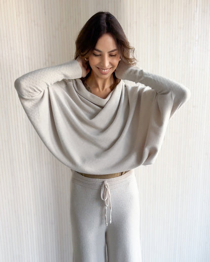Asymmetric Draped | Light Beige | Seamless Knit