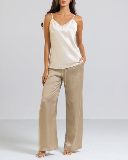 Bianca Satin Trousers | Beige