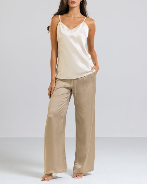 Bianca Satin Trousers | Beige