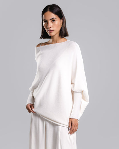 Asymmetric Draped | Ivory | Seamless Knit