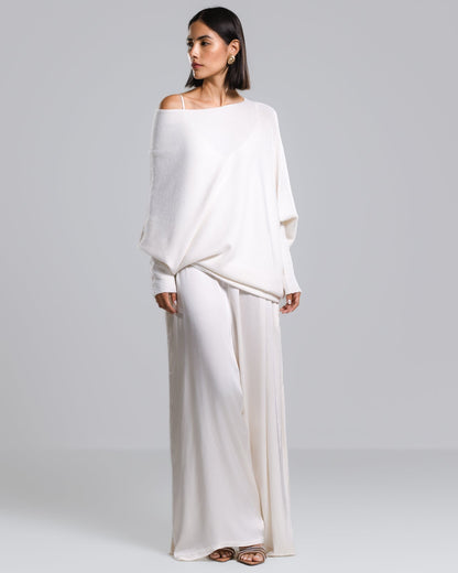 Asymmetric Draped | Ivory | Seamless Knit