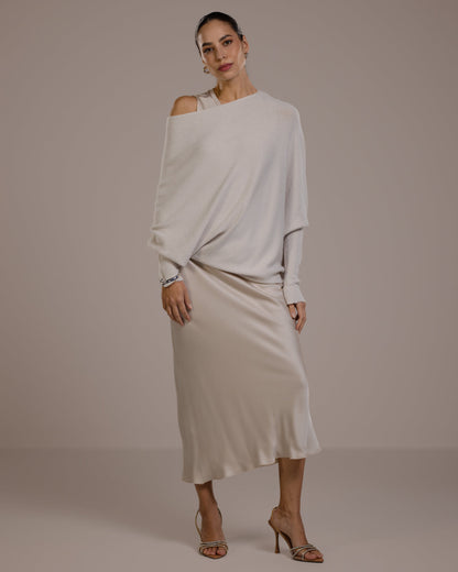 Asymmetric Draped | Light Beige | Seamless Knit