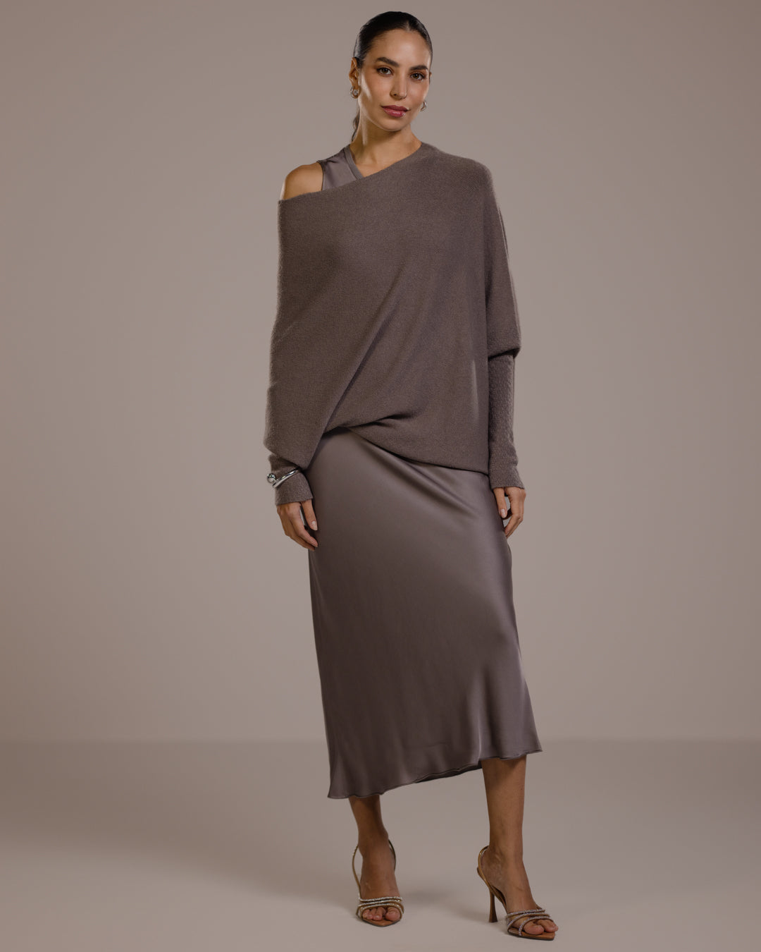Asymmetric Draped | Mink | Seamless Knit