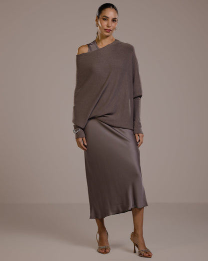 Asymmetric Draped | Mink | Seamless Knit