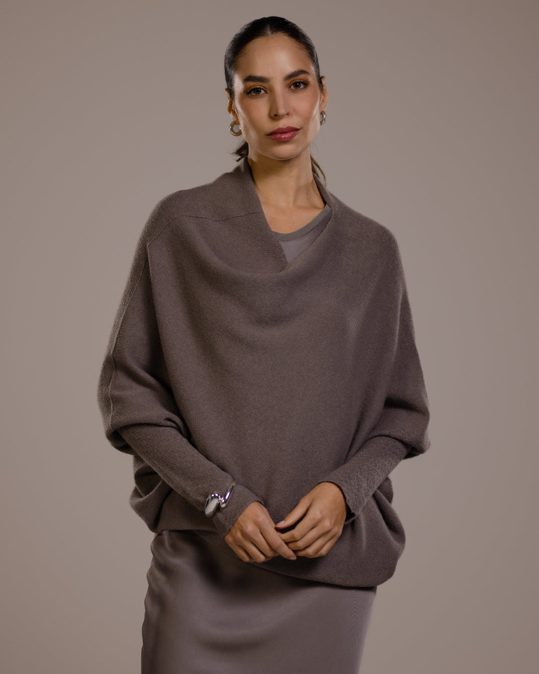 Asymmetric Draped | Mink | Seamless Knit