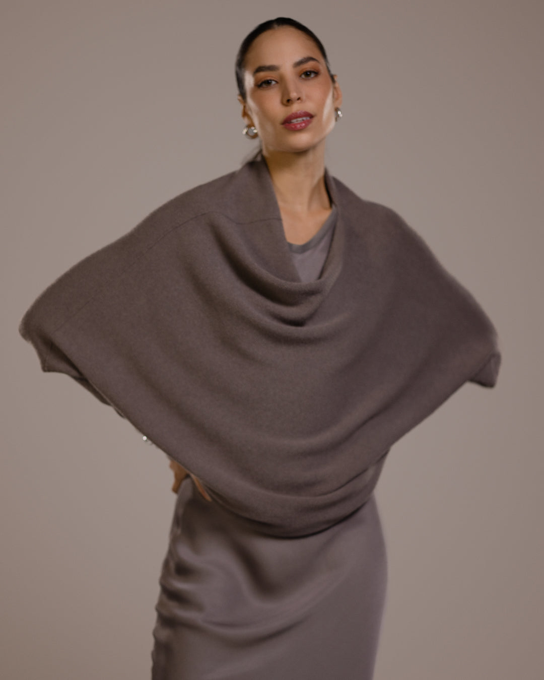 Asymmetric Draped | Mink | Seamless Knit