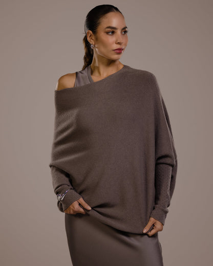 Asymmetric Draped | Mink | Seamless Knit