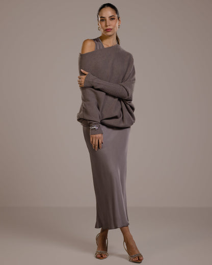 Asymmetric Draped | Mink | Seamless Knit