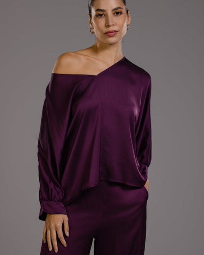 Eliza Satin Blouse | Violet