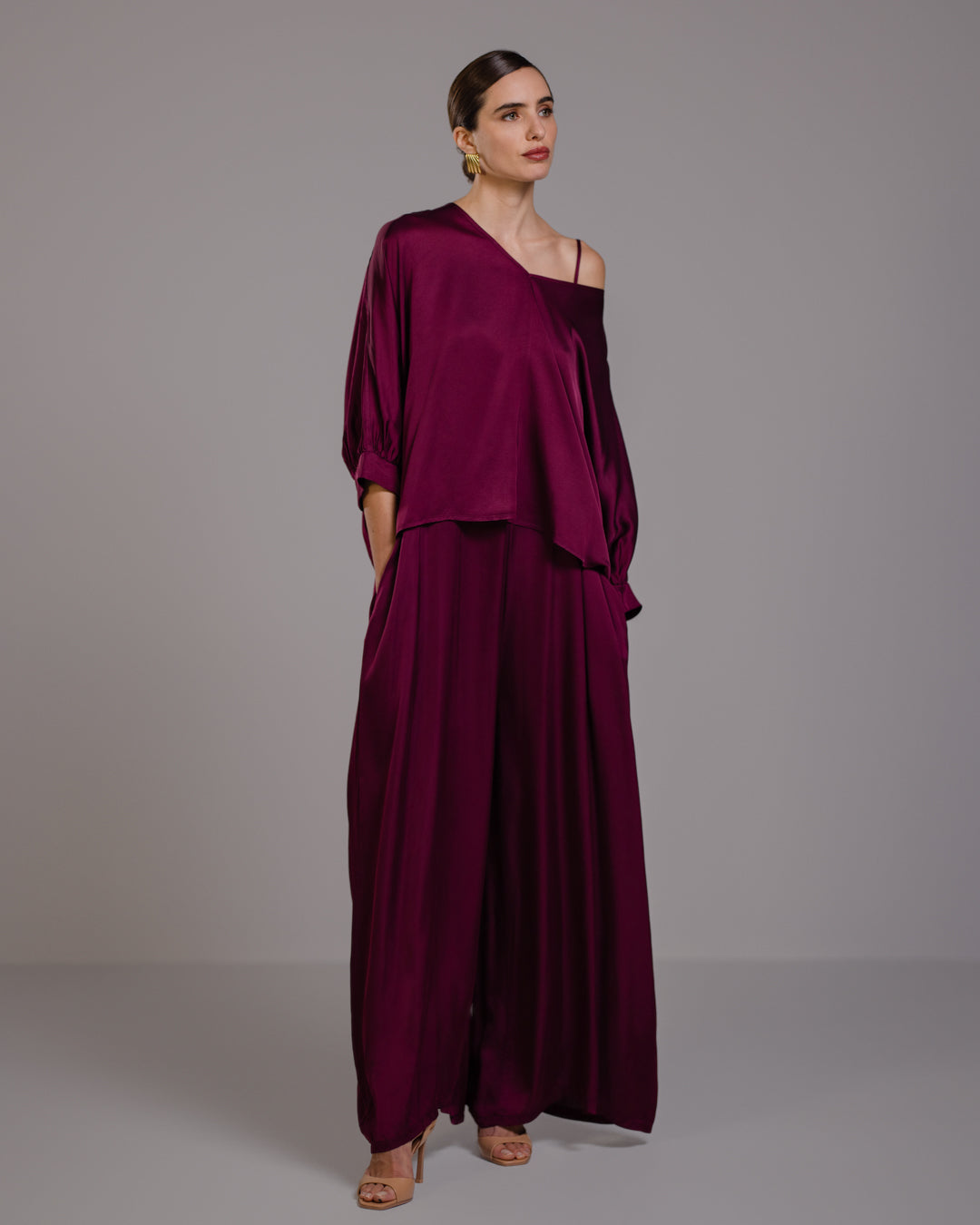 Eliza Satin Blouse | Burgundy