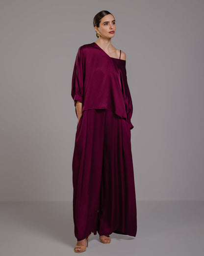 Eliza Satin Blouse | Burgundy