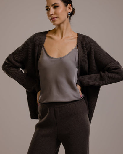 Joyce Open Cardigan | Espresso Brown | Cashmere-Wool Blend