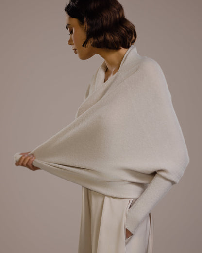 Asymmetric Draped | Light Beige | Seamless Knit