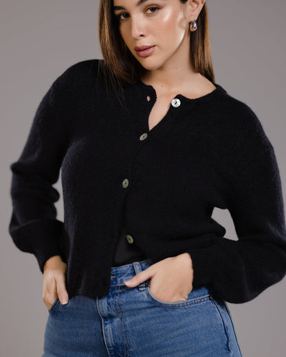 Kelsey Button Up Cardigan | Black | Alpaca-Wool Blend