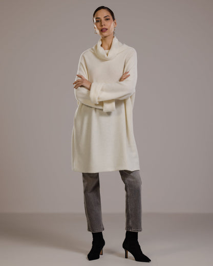 Clara Longline Sweater | Ivory | Wool-Cashmere Blend