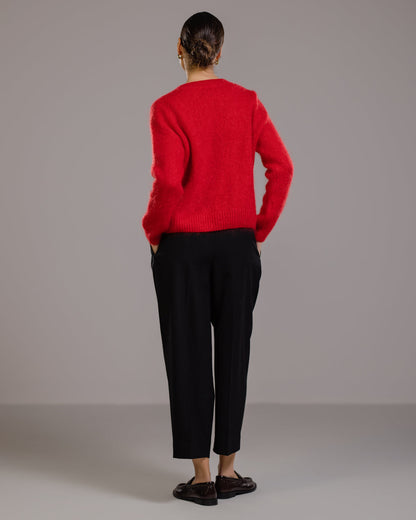 Lucille Zip Sweater | Red | Mohair Blend