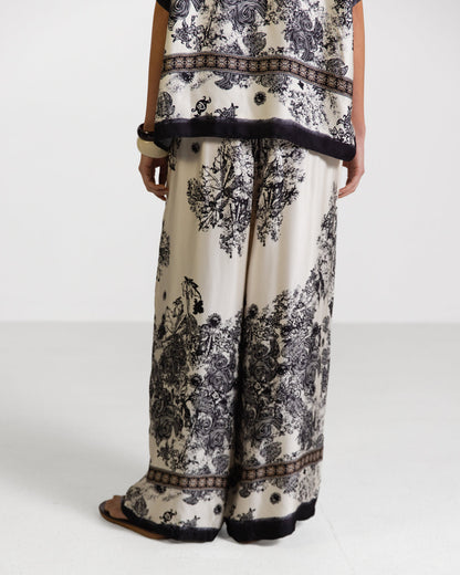 Ottilie Elastic Waist Silk Trousers | Black