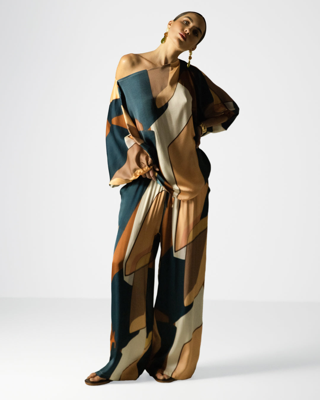 Lilith Elastic Waist Silk Trousers