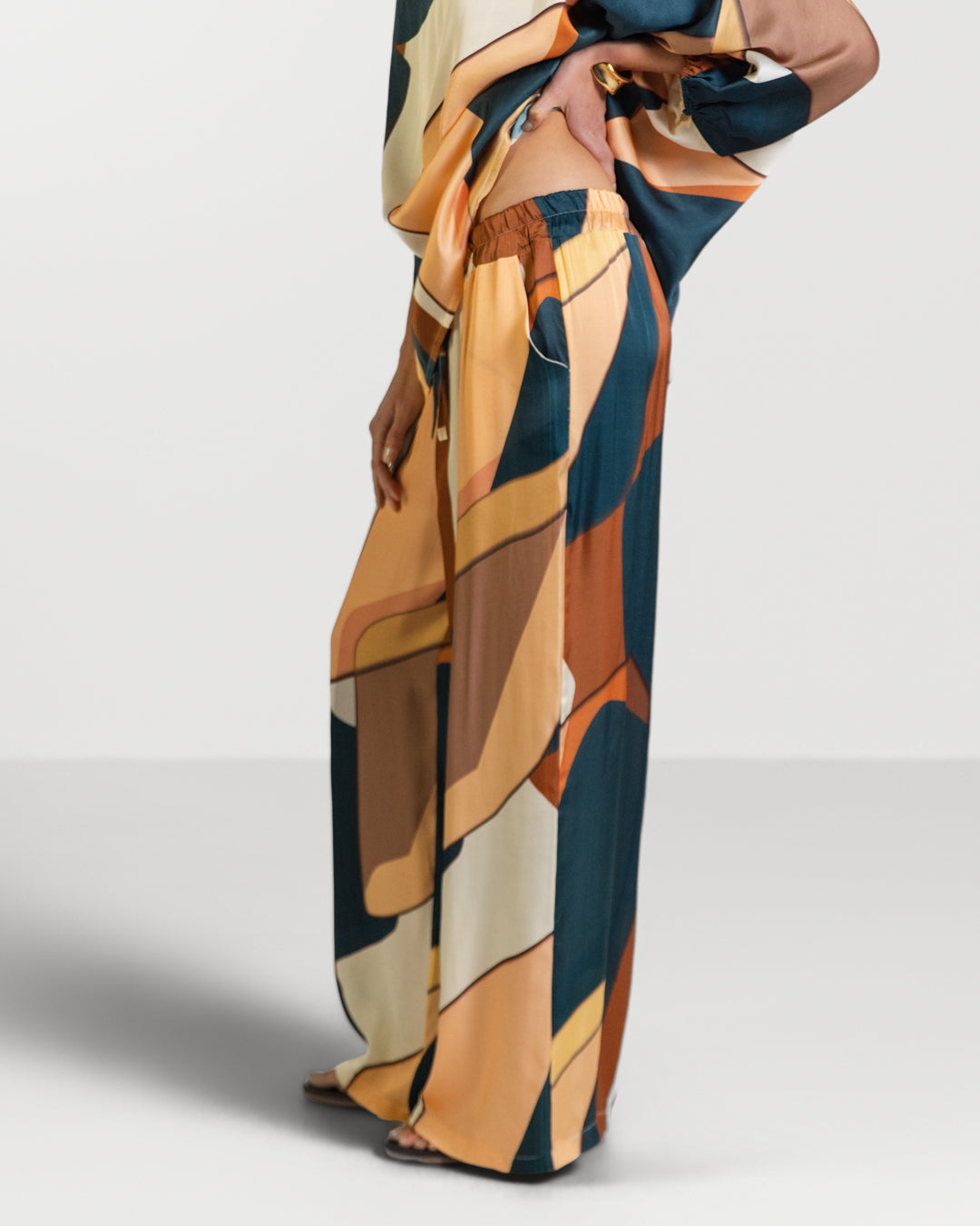 Lilith Elastic Waist Silk Trousers