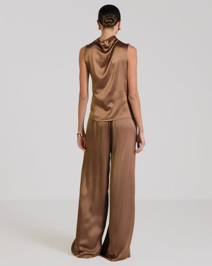 Allegra Draped Satin Sleeveless Top | Maple