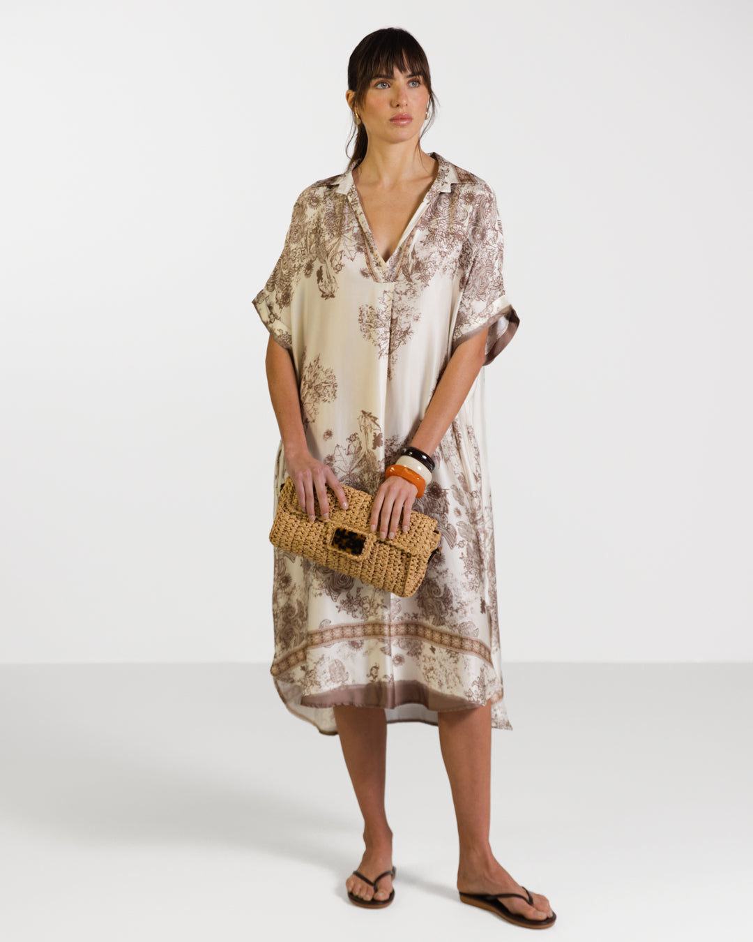 Ottilie Silk Kaftan Dress | Beige