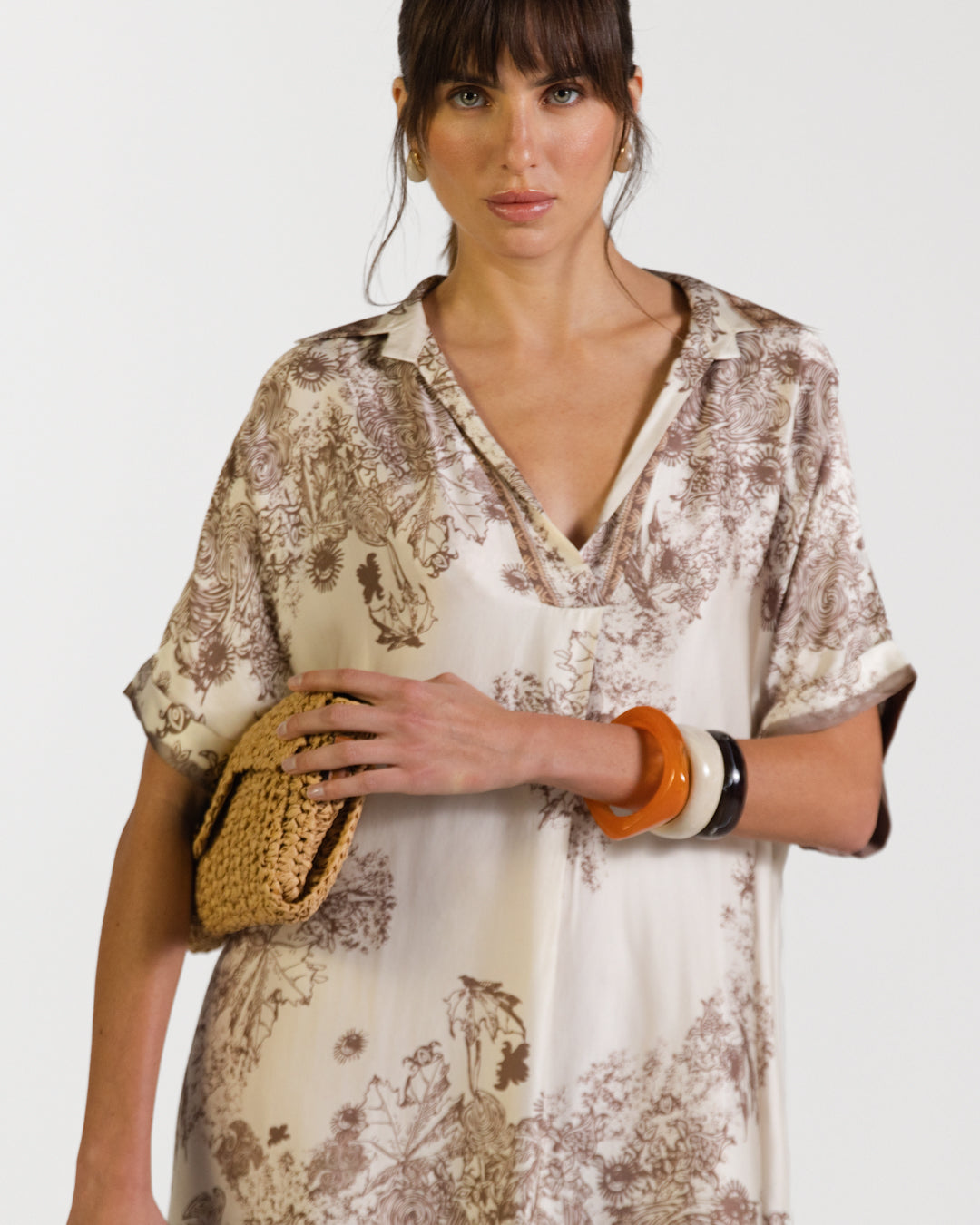 Ottilie Silk Kaftan Dress | Beige