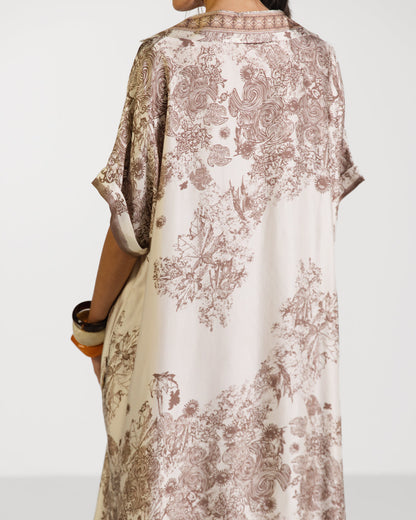 Ottilie Silk Kaftan Dress | Beige