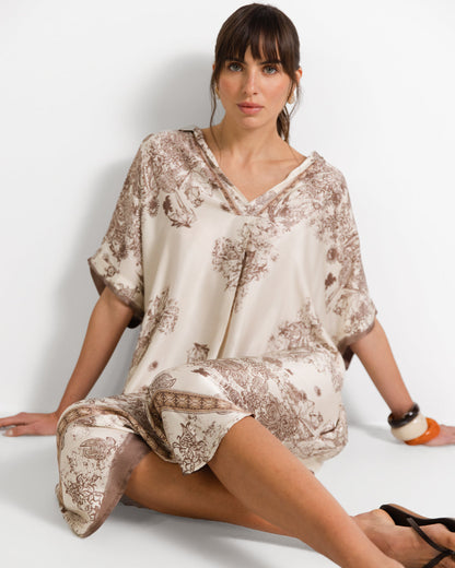 Ottilie Silk Kaftan Dress | Beige
