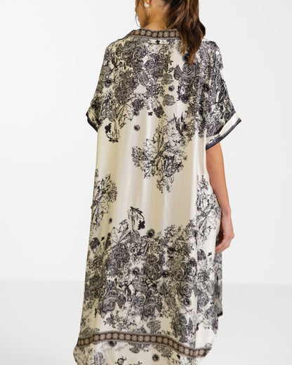 Ottilie Silk Kaftan Dress | Black