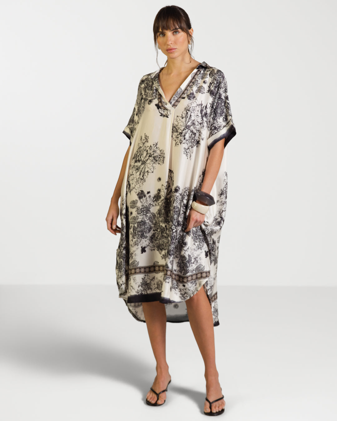 Ottilie Silk Kaftan Dress | Black
