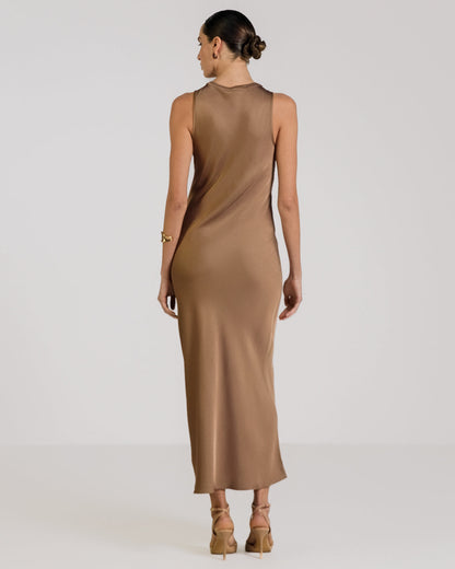 Sabrina Sleeveless Satin Dress | Maple