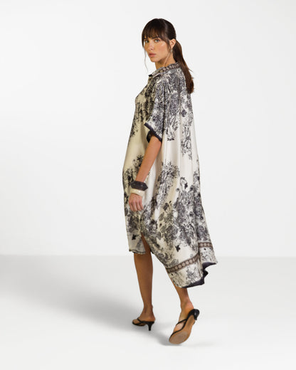 Ottilie Silk Kaftan Dress | Black