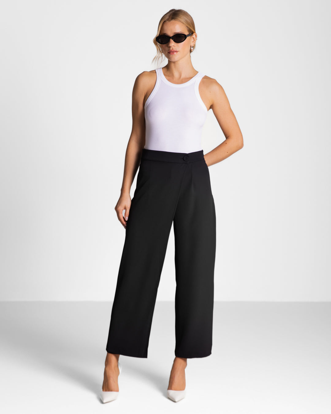 Ophelia Asymmetric Wrap Trousers | Black