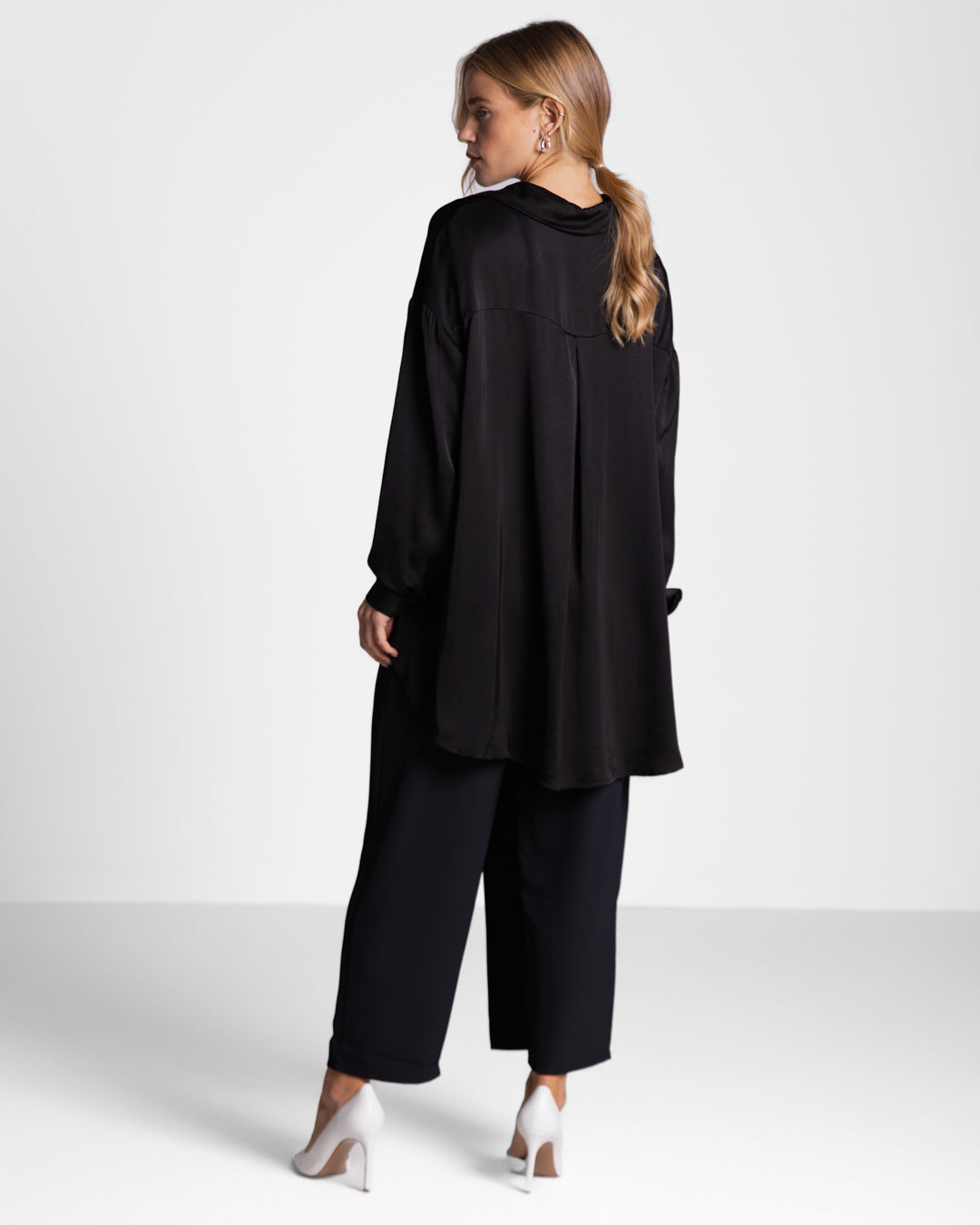 Kailin Satin Shirt | Black