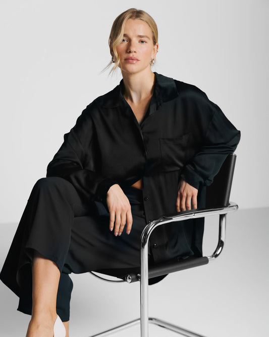 Kailin Satin Shirt | Black