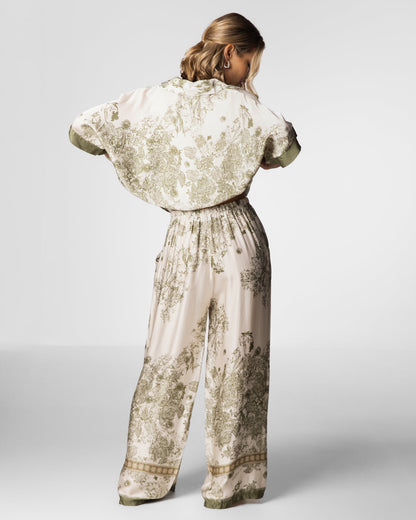 Ottilie Elastic Waist Silk Trousers | Khaki