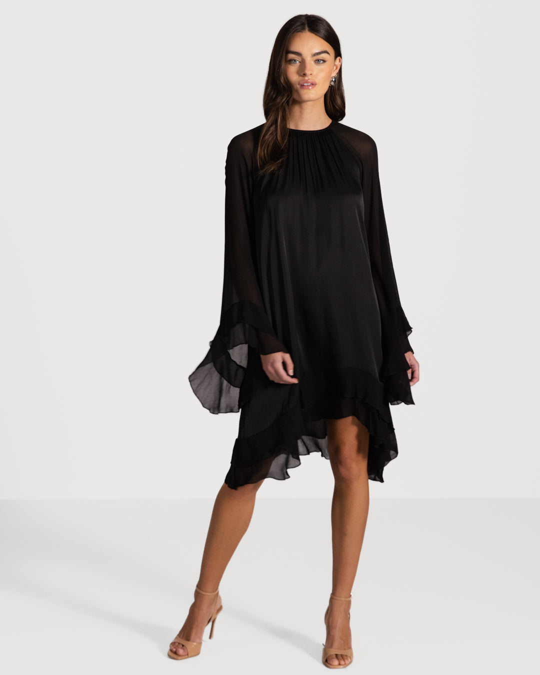 Estelle Ruffle Midi Dress | Black