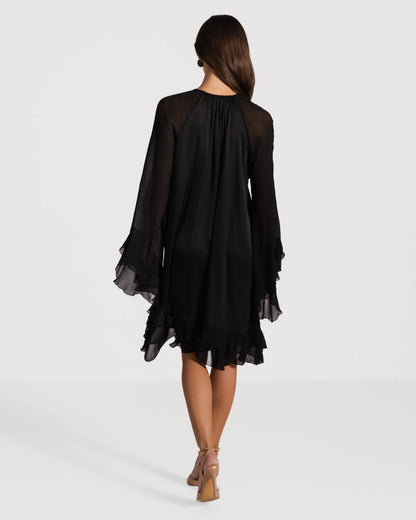Estelle Ruffle Midi Dress | Black
