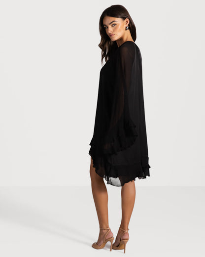 Estelle Ruffle Midi Dress | Black