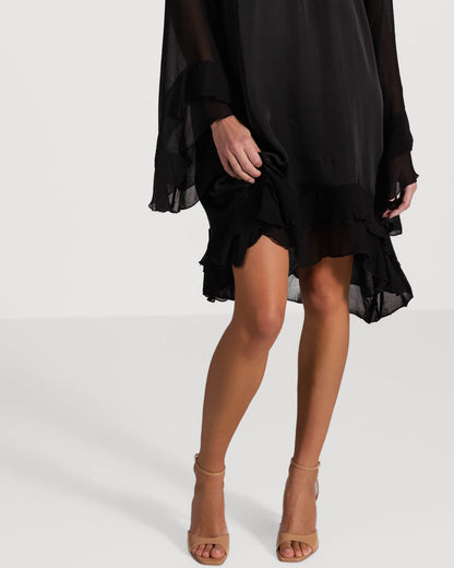 Estelle Ruffle Midi Dress | Black